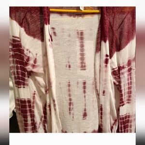 Tie-Dye Cardigan in Red and White
